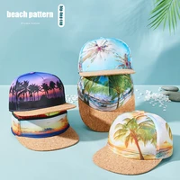 beach pattern design flat brim baseball cap men and women trend outdoor street tide cool leisure travel hiking fit hip hop hat