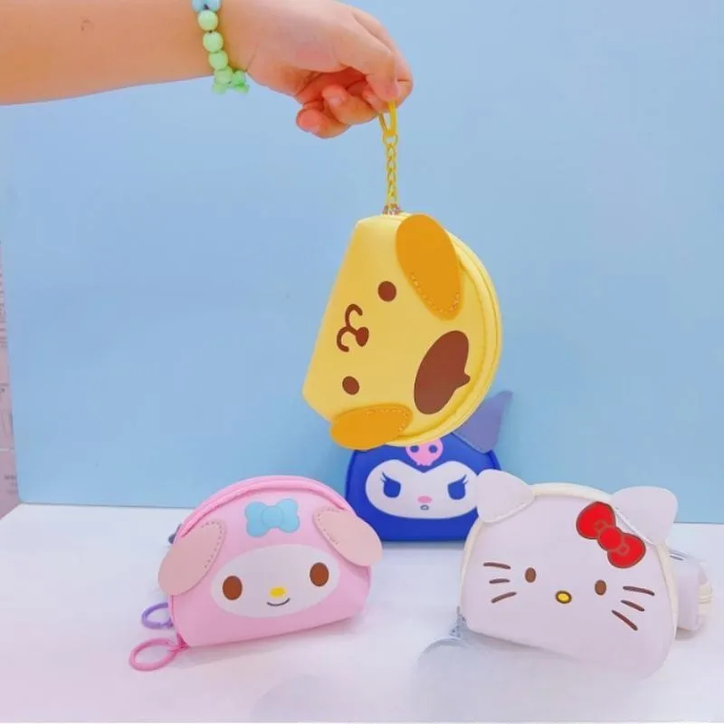 Sanrio Hellokitty Mymelody Kuromi Cinnamoroll помпон пуриновый Кошелек для монет мультяшный чехол