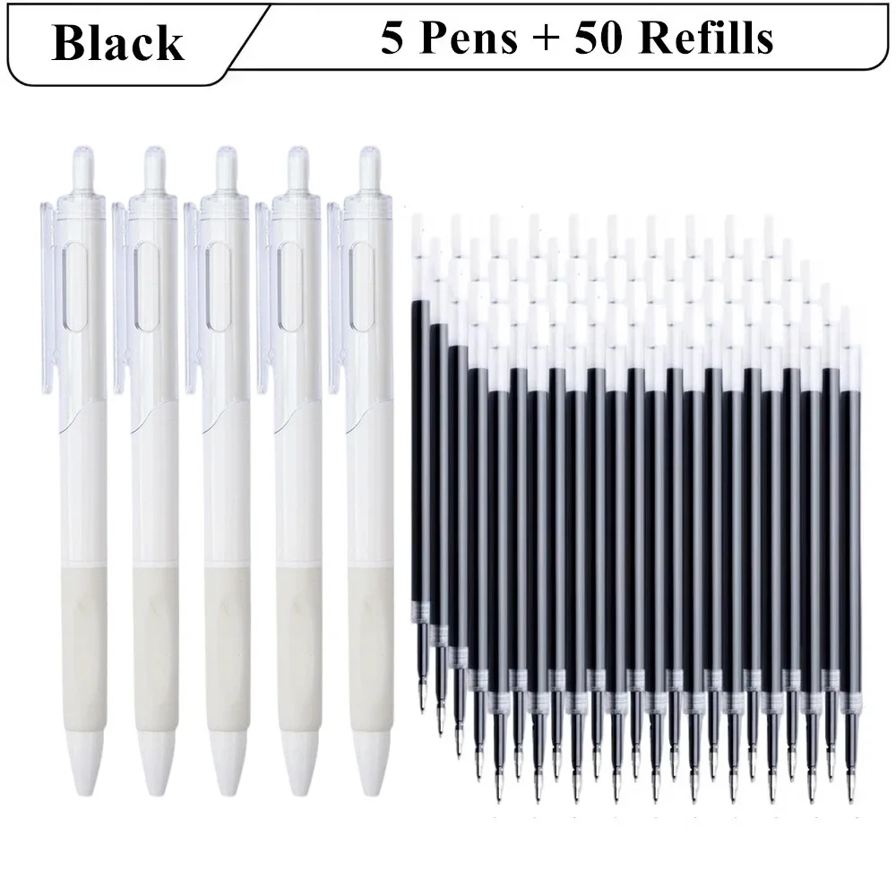 

Гелевые ручки черные 0,5 мм + 50 стержней