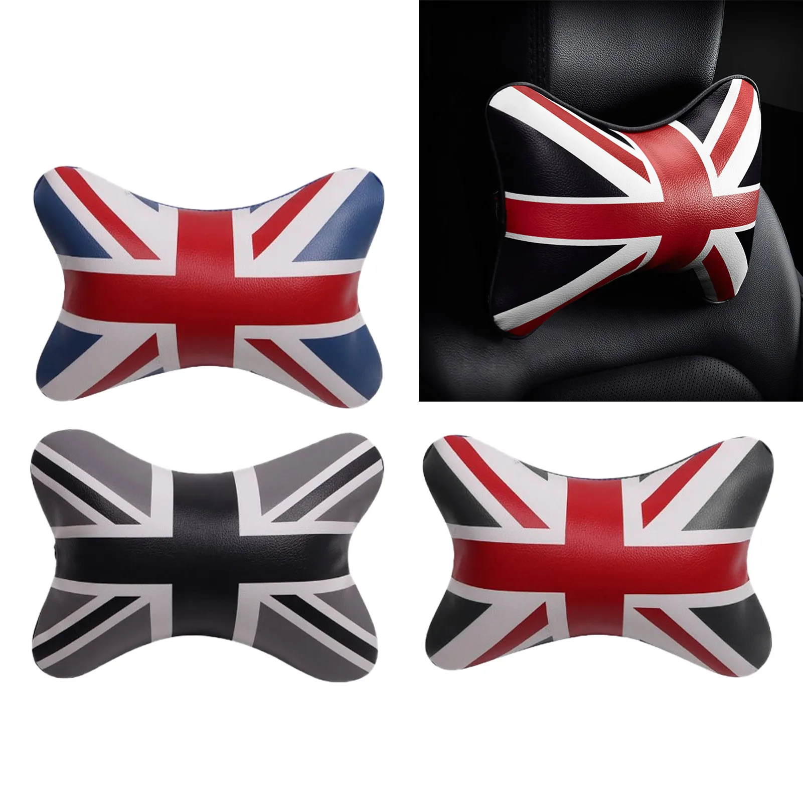 

UK Flag Car Seats Headrest Cushion Car Seat Pillow Headrest Neck Pillow Leather Car Seat Head Cushion Headrest Car Neck Support