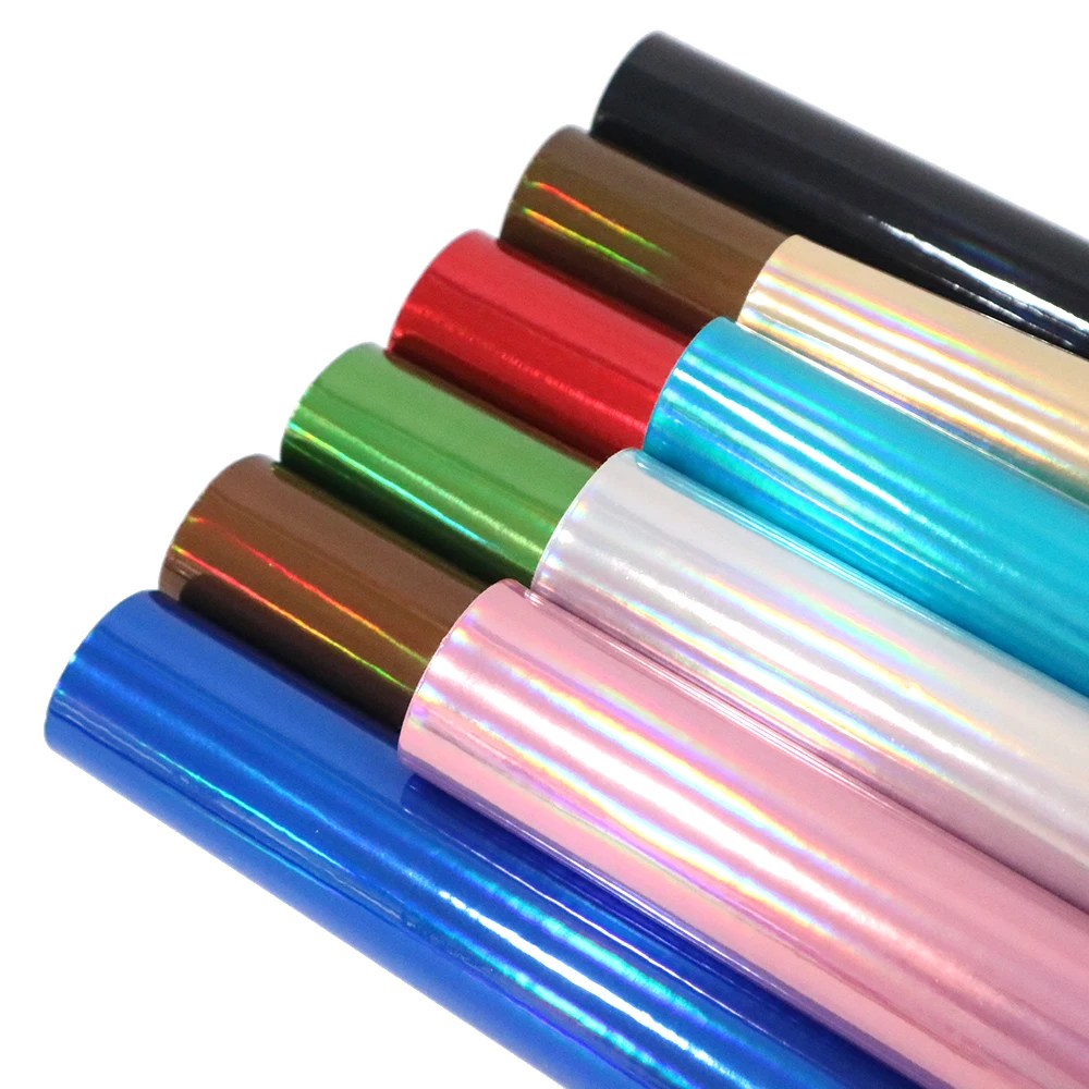 Faux Leather Sheets Mirror Laser Synthetic Leather Fabric Roll For Diy Earrings Hair Bows Crafts Supply