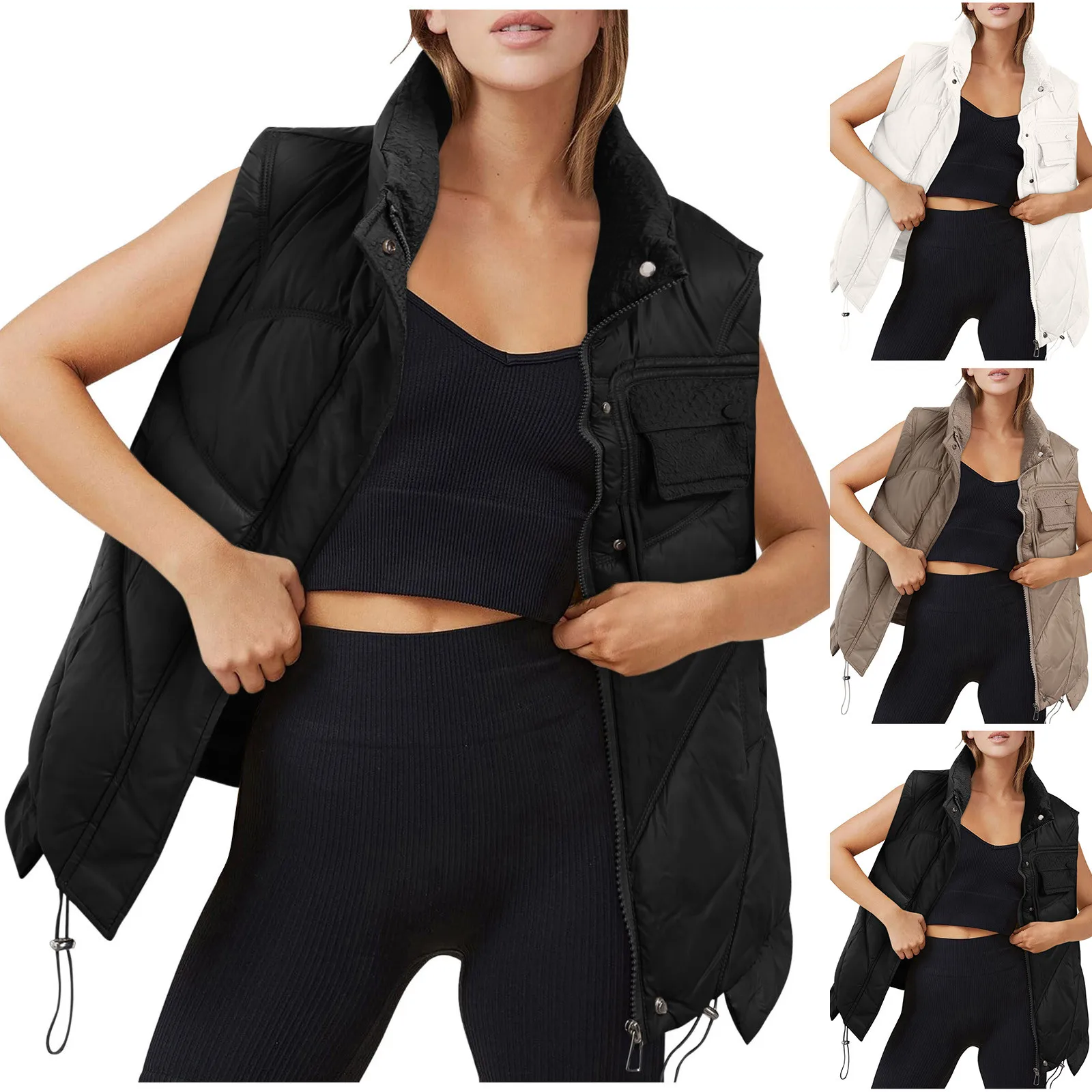 

Women Bright Vest Short Autumn And Winter Thickened Vest