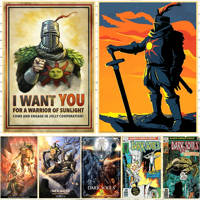 Постер в скандинавском стиле с изображением кольцевой игры Темные души |