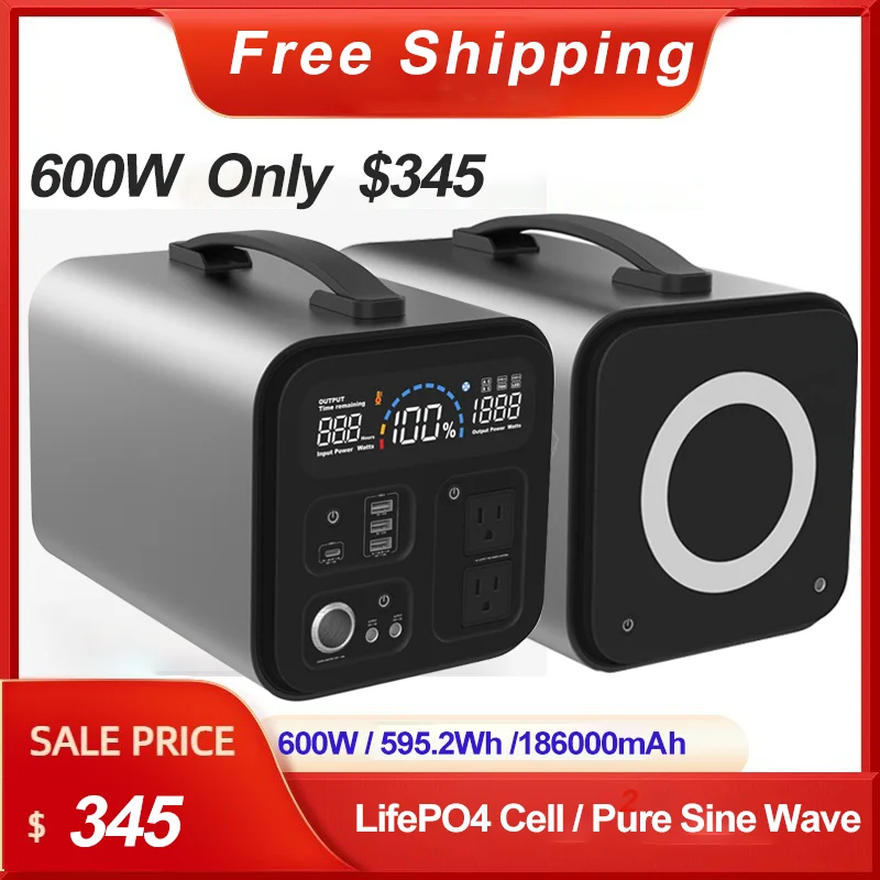 

1000W Portable Power Station 300W Solar Generator 550W Outdoor Emergency Power Supply Power Bank DC12V To 230V Battery Inverter