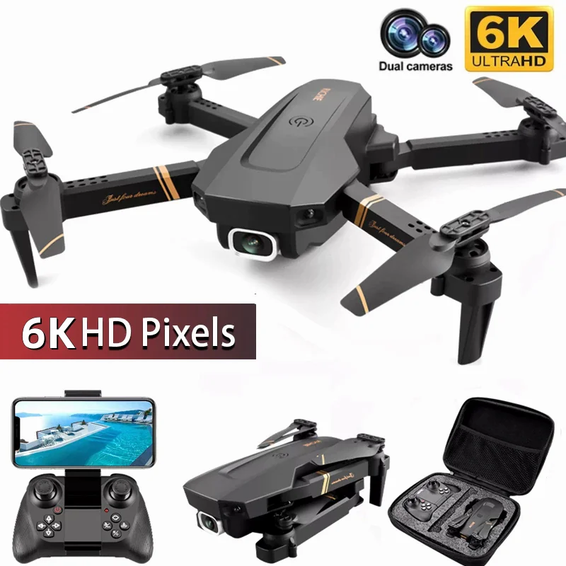 

V4 Drone 6K 4K HD Dual Camera Wide Angle WIFI FPV RC Drone Height Hold Foldable Quadcopter Real Time Transmission Dron Gift Toys