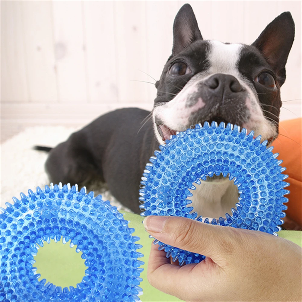

Pet Dog Toys Bite Resistant Squeaky Sound Toy Thorn Barbed Tooth Cleaning TPR Molar Chew Toy for Dogs Puppy Interactive Training
