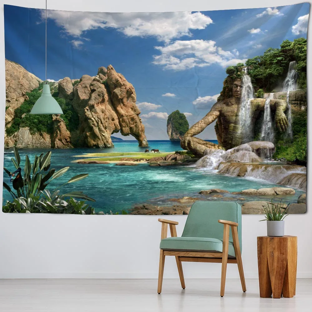 

Фантазия гобелен с пейзажем звездное небо луна ночь гобелен гостиная спальня богемный психоделический Арт Деко фон