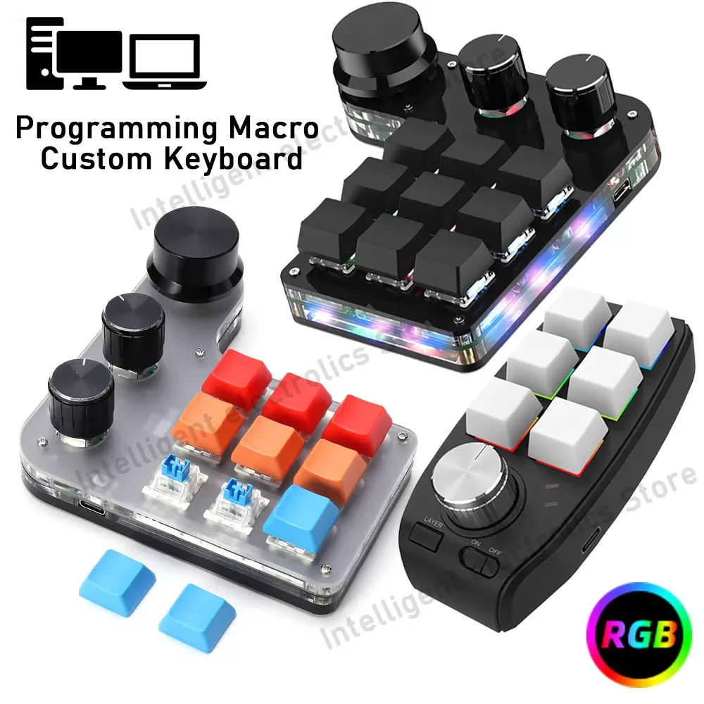 

NEW2023 Bluetooth USB Macro Custom Mini Keyboard 12 Keys 2 Knob Programming Keypad Hot-swap Customization Gaming Mechanical Keyb