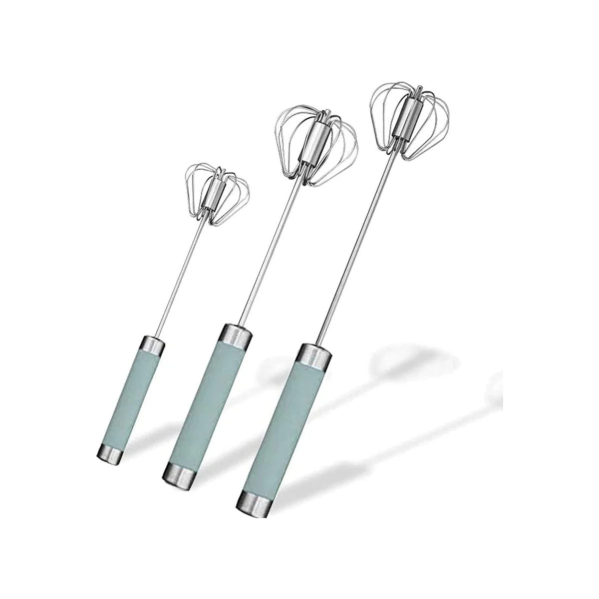 

Полуавтоматический венчик для яиц из нержавеющей стали-3 шт ручной поворотный блендер (синий)