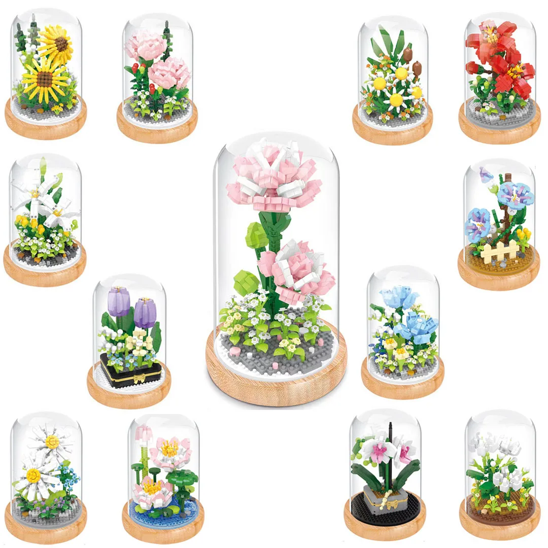 Выставочная будка кирпич микро-алмазный блок цветок гвоздика лихорадка лотос