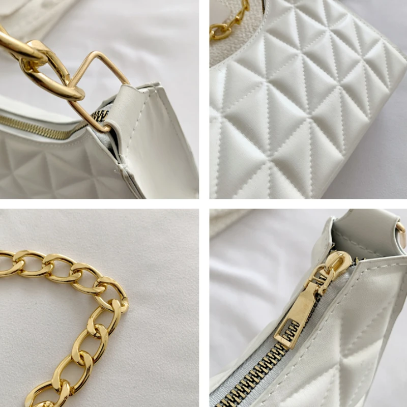 Women's High-end Rhombic Underarm Bag New Trendy All-match Shoulder Bag Niche Chain Handbag Female Fashion Texture Shopping Bag