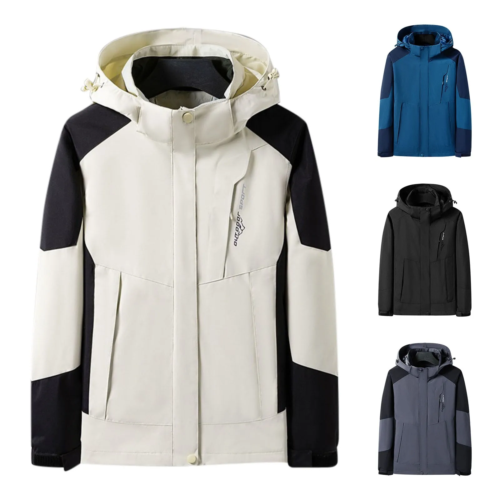 

Mens Fashion Leisure Color Matching Zipper Pocket Long Sleeve Coat Jacket Rancher Jacket Men
