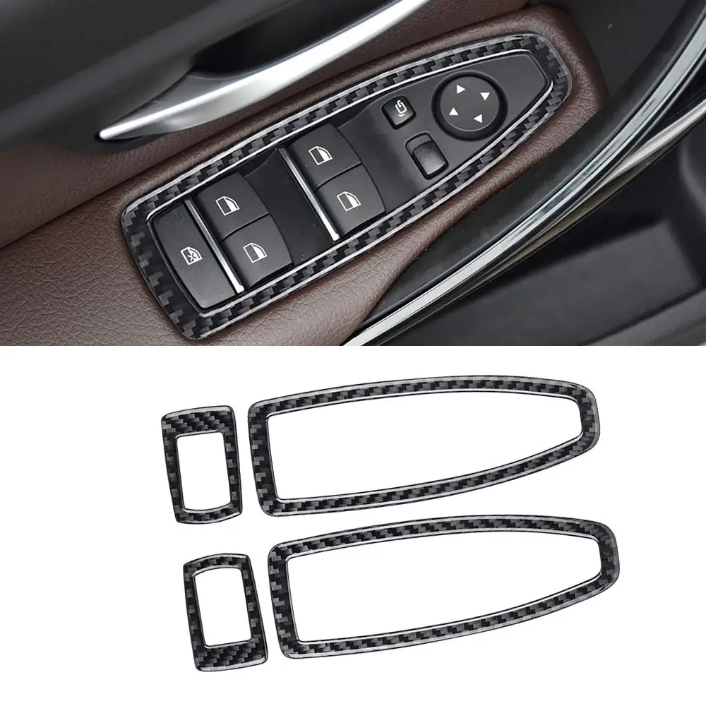 

Carbon Fiber Car Window Lifter Control Frame Switch Armrest Panel Decoration For BMW 3 Series GT F30 F32 F34 2013 -- 2017