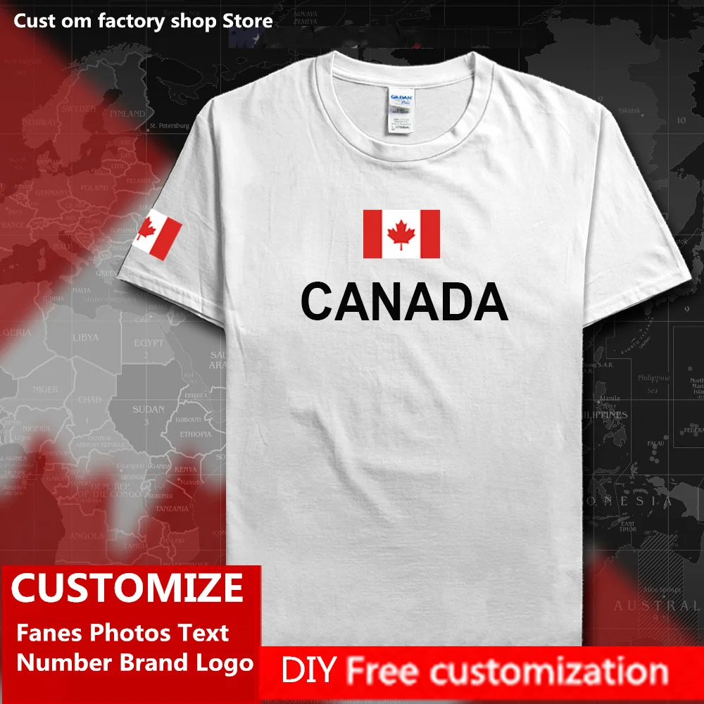 

Canada Country Flag ​T shirt Free Custom Jersey DIY Name Number Brand LOGO 100% Cotton T-shirts Men Women Loose Casual T-shirt