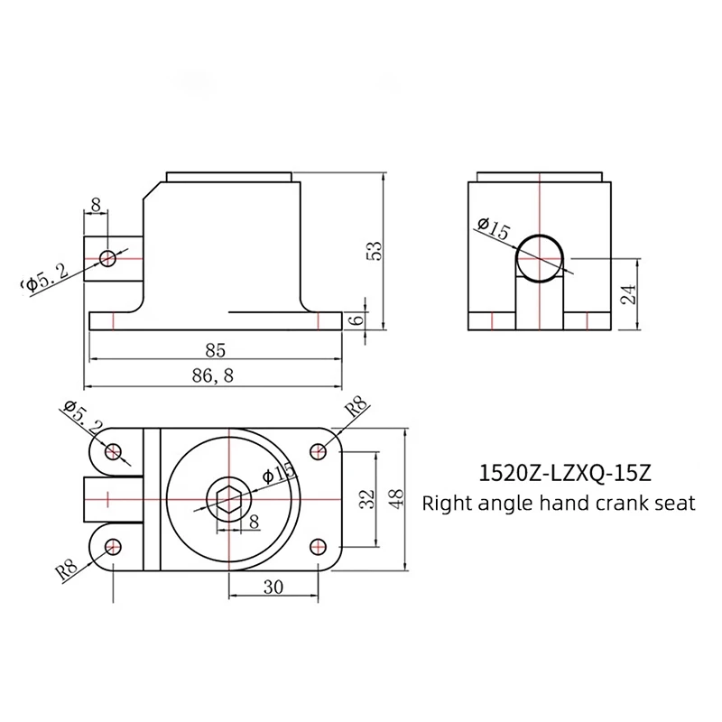 Прямоугольный реверсивный редуктор маленький рулевой механизм 15 мм вал 90