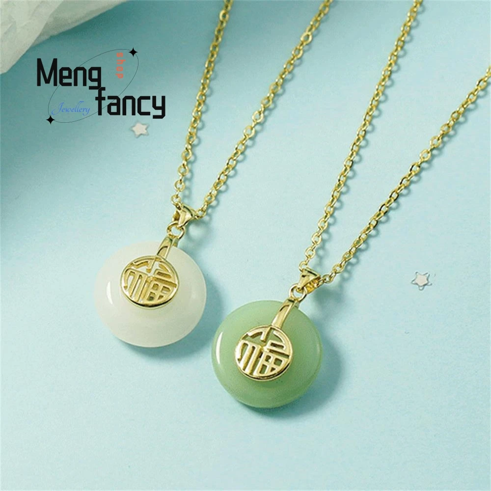 

Natural Fashion Hetian Jade Concise S925 Sterling Silver Clavicle Elegant Pendant Best Selling Exquisite Handicraft Fine Jewelry