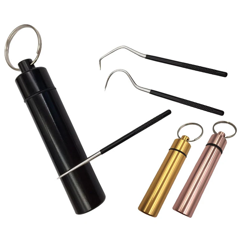 

3Pcs/set Stainless Steel Dental Floss Stick Aluminum Cylinder Portable Toothpick Set Metal Flosser Oral Hygiene Tool