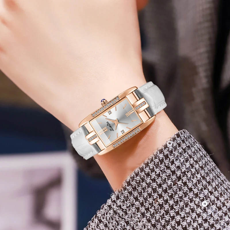 JLANDA 2023 Fashion Square Green Dial Ladies Exquisite Atmosphere Luxury Quartz Watch Stainless Steel Strap Waterproof Watches