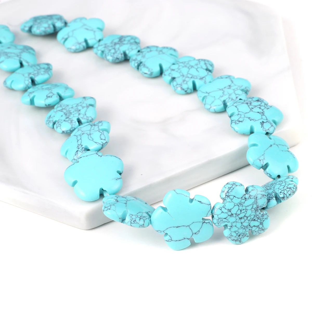 

Natural Stone Floral Rose Quartz Opal Perforated Spacer Beads DIY Bracelet Necklace Jewelry Accessories Gift