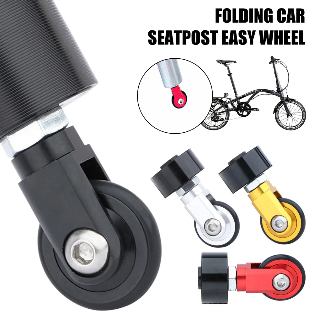 

Folding Bike Seat Post Embedded Roller Durable Lightweight Bicycle Auxiliary Roller Bike Sliding Assistor Wheel Fits 28-32mm