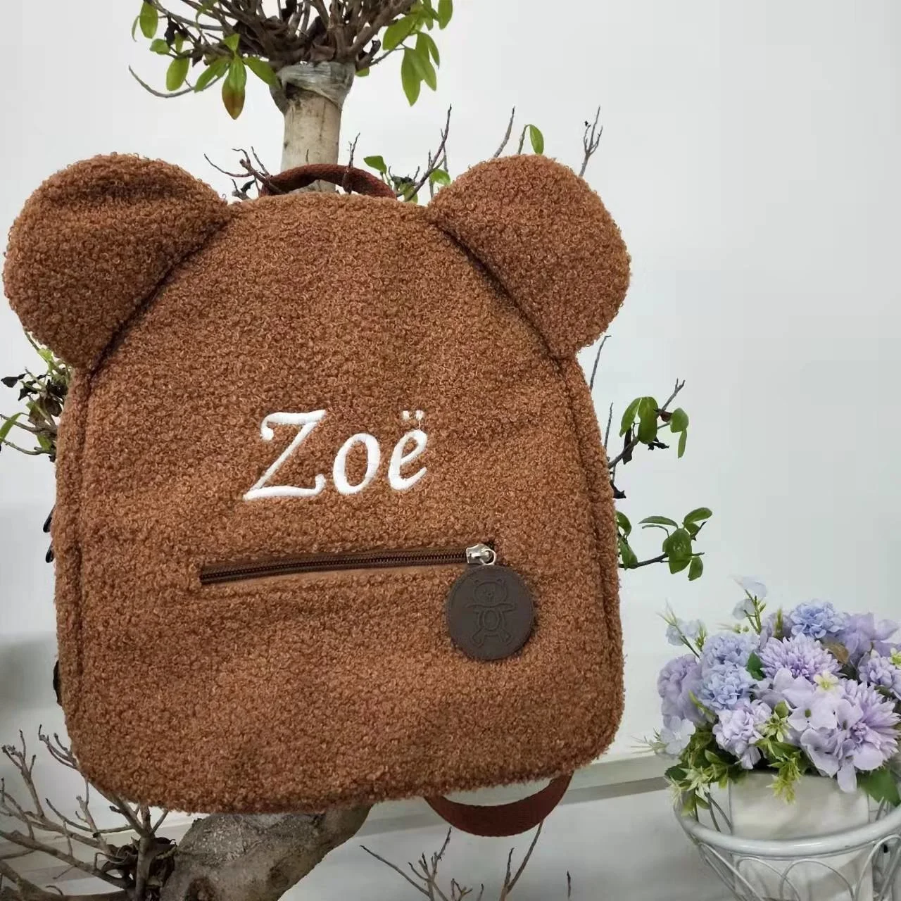 

Personalised Embroidery Bear Backpack Embroidered Portable Children Travel Shopping Rucksack Women's Cute Bear Shoulder Backpack