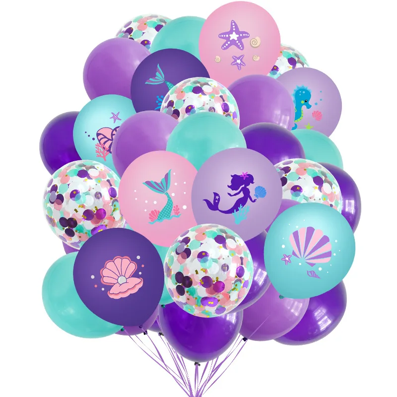

Mermaid Latex Balloons Confetti Air Helium Globos Disposable Tableware for 1st Kids Girl Mermaid Theme Birthday Party Decoration