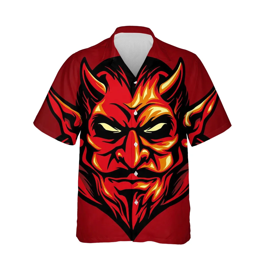 Jumeast 3D Horror Demon Shirts For Men Halloween Festival Gift Black Baggy Clothes Summer Men Shirt Fashion Streetwear Blouses