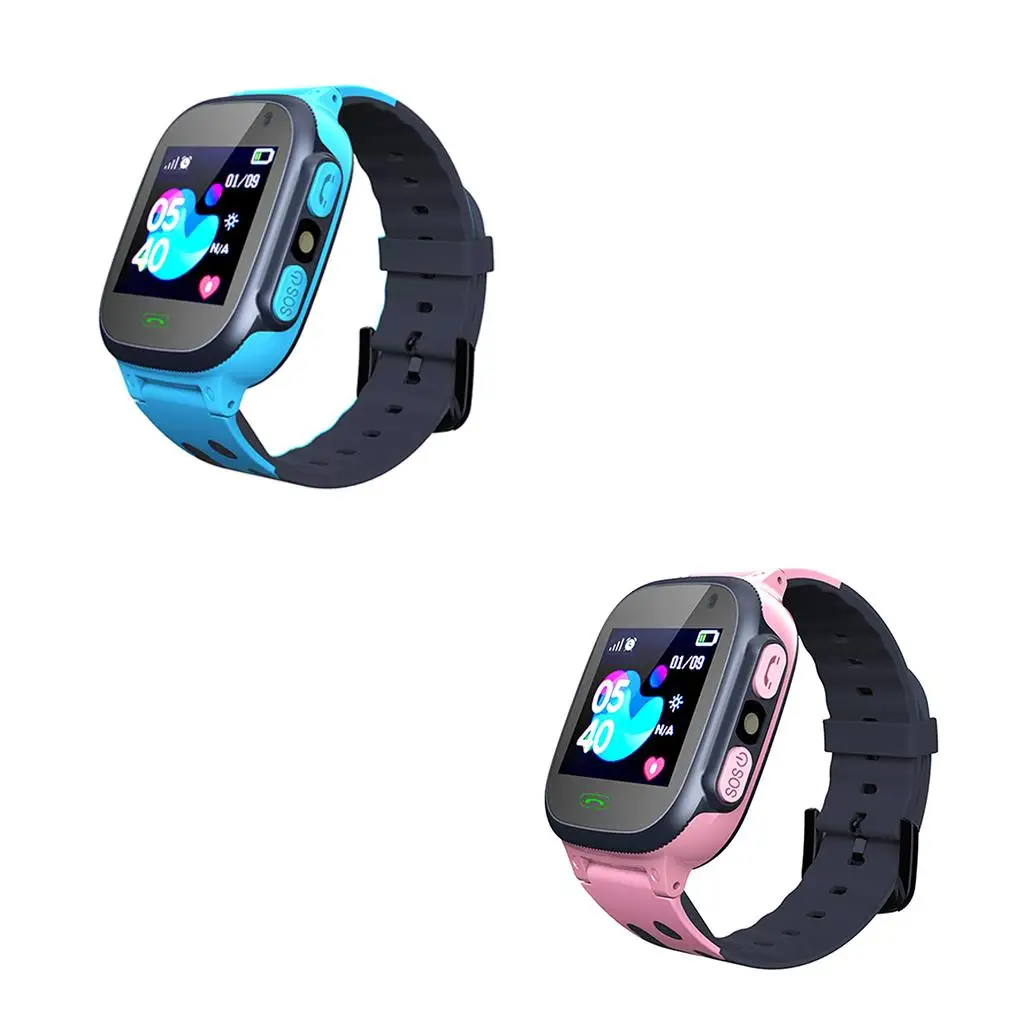 Kids Smart Watch Camera Band LBS Tracker Pink Blue Strap Wri
