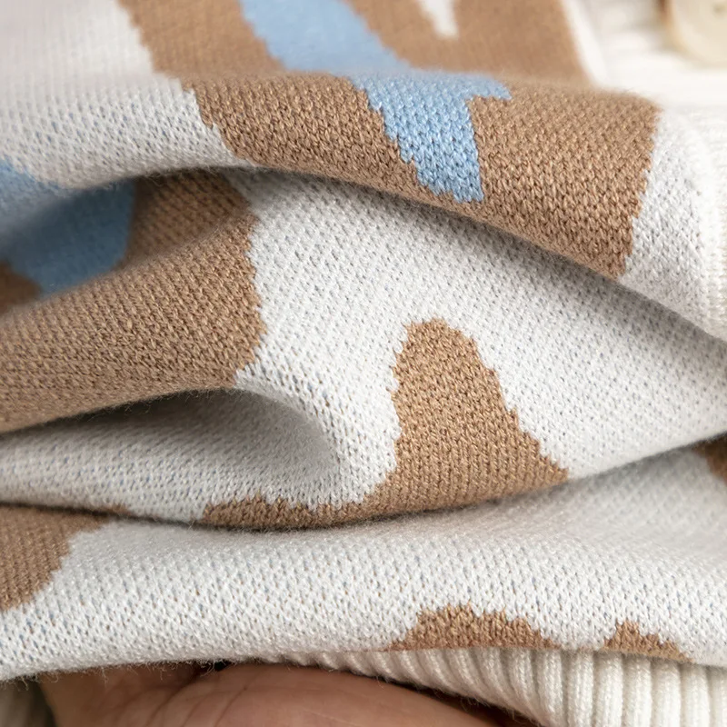 Женская осенне-зимняя модная вязаная куртка большого размера красочный