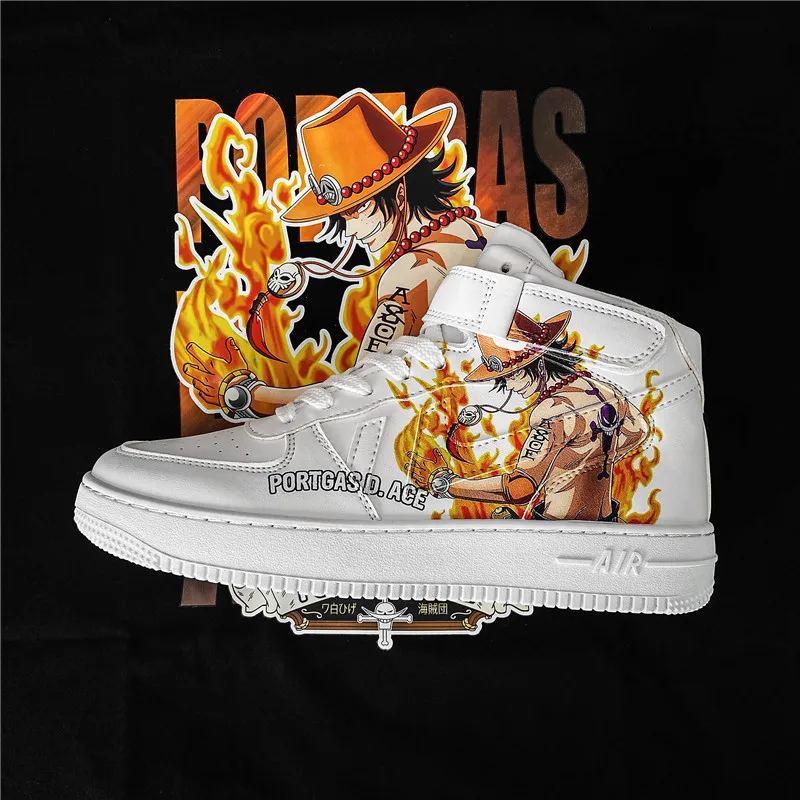 

One Piece anime peripheral men's shoes Ace co-branded new high-top student trendy youth trendy shoes children's birthday gift