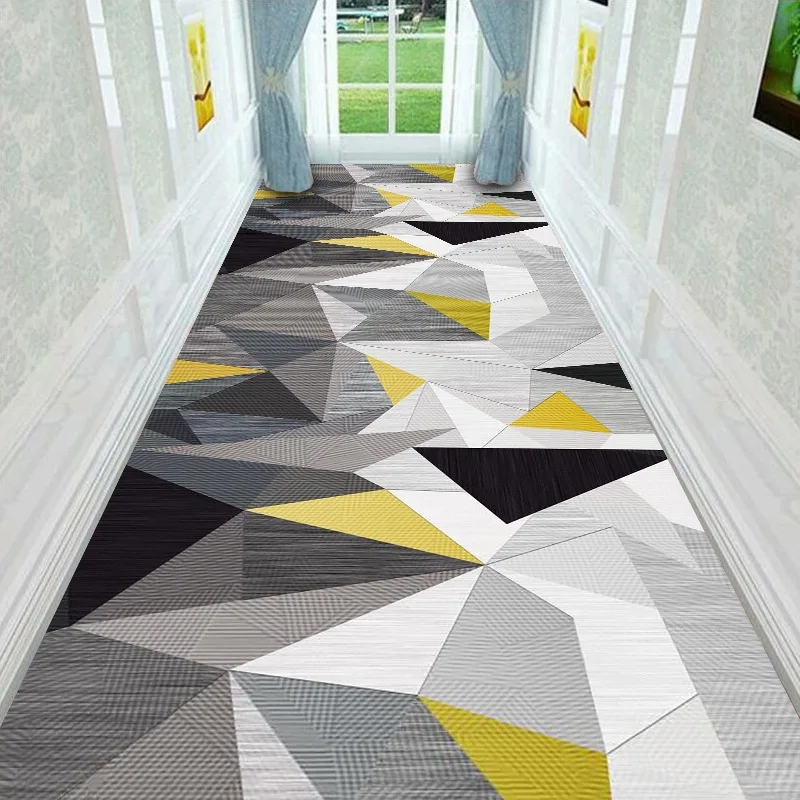 Фото Geometric Carpet for Boys Bedroom Corridor Hallway Rug Persian Living Room Area Rug Flannel Rugs for Kitchen Entrance Doormat №1