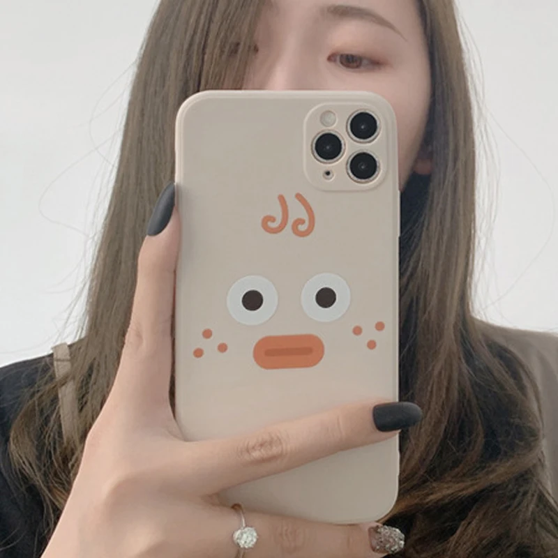 

Ins Funny expression Duck phone case trendy for iphone 7 8 plus se 13 11 pro max 12 mini x xr xs max silicone cover capa shell