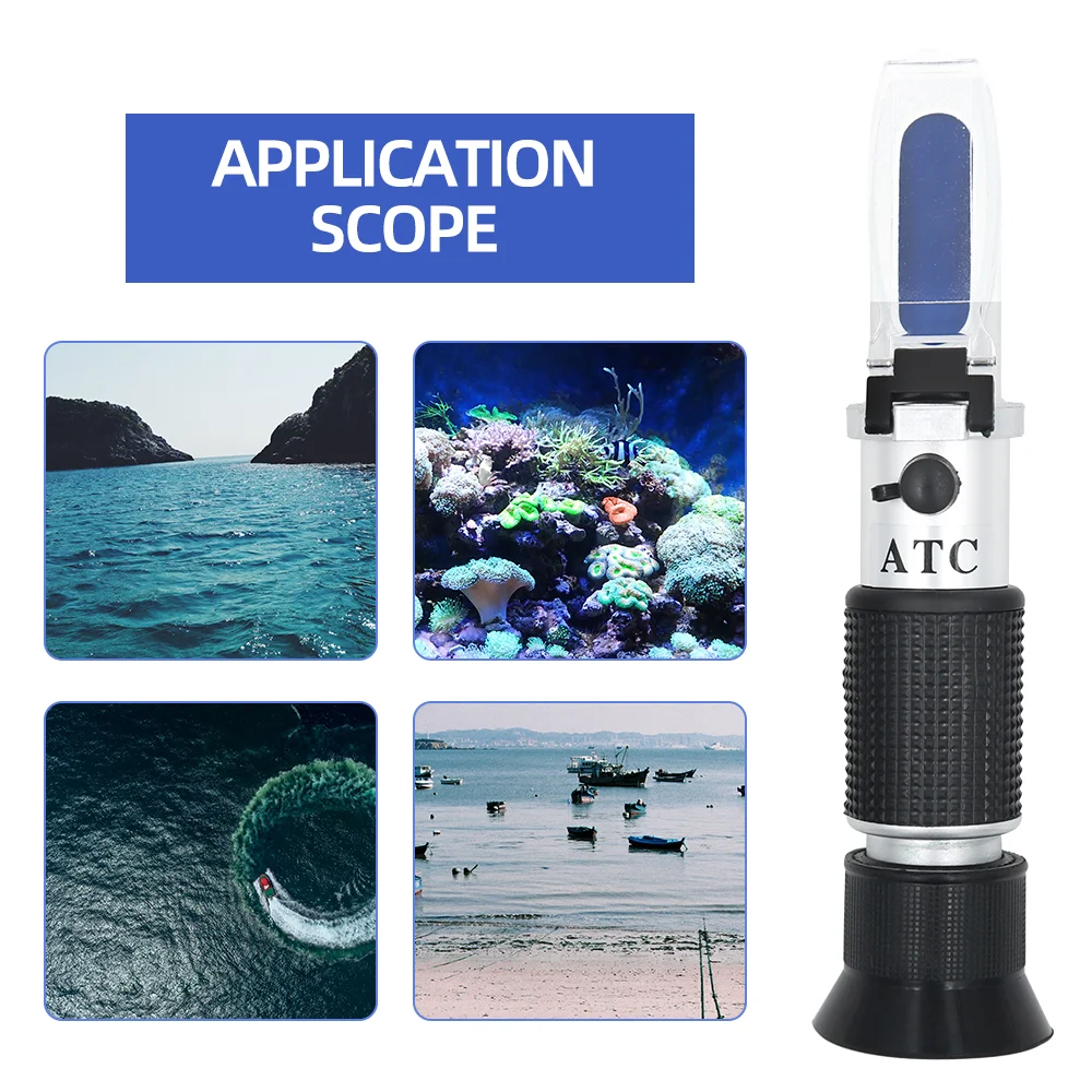 Фото Рефрактометр морской воды ATC 0-28% измеритель солености, морской салинометр для аквариума, сельского хозяйства №3