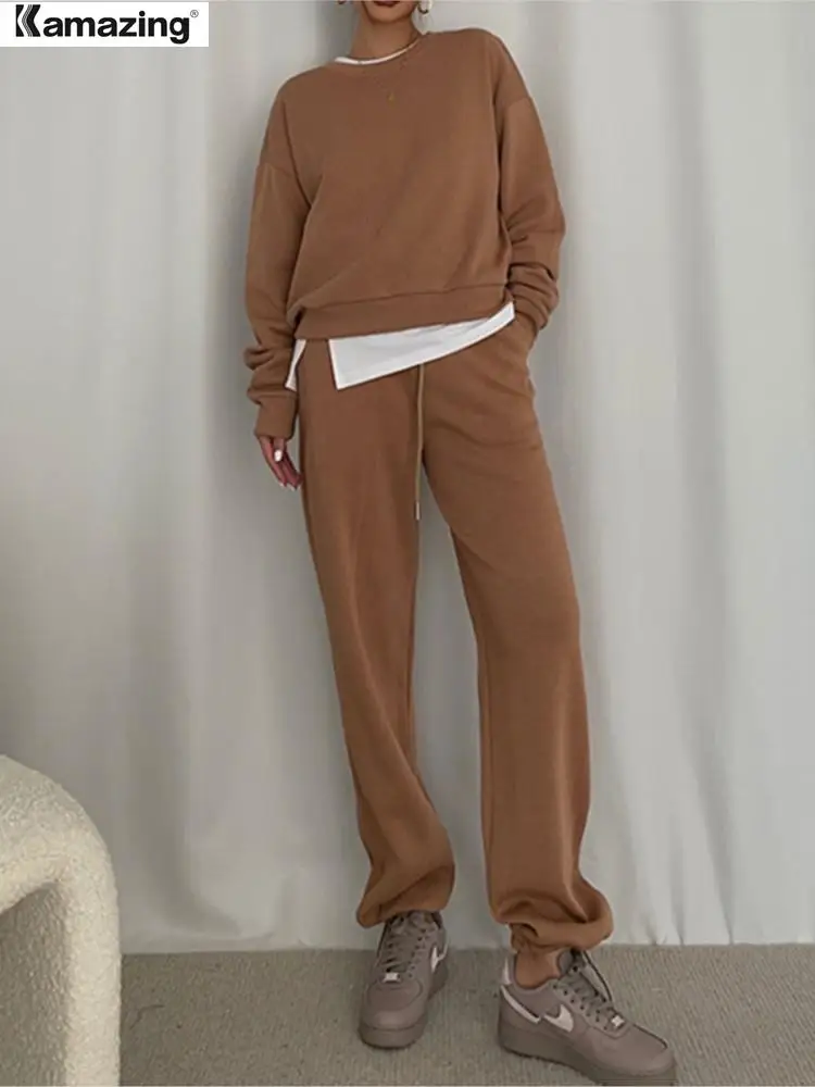 

Женские весенние новые спортивные костюмы из двух частей, Женский комплект с длинным рукавом, толстовка с брюками, осенняя толстовка с капю...