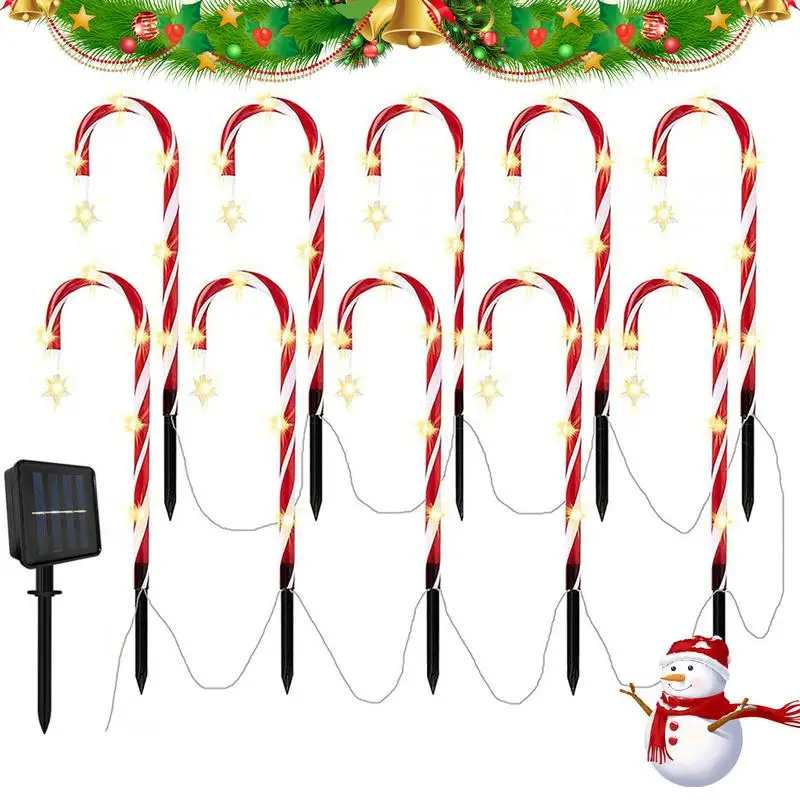 

Solar Candy Cane Lights Christmas Pathway Marker Candy 8 Modes Lights Outdoor Walkway Markers For Garden Patio Christmas