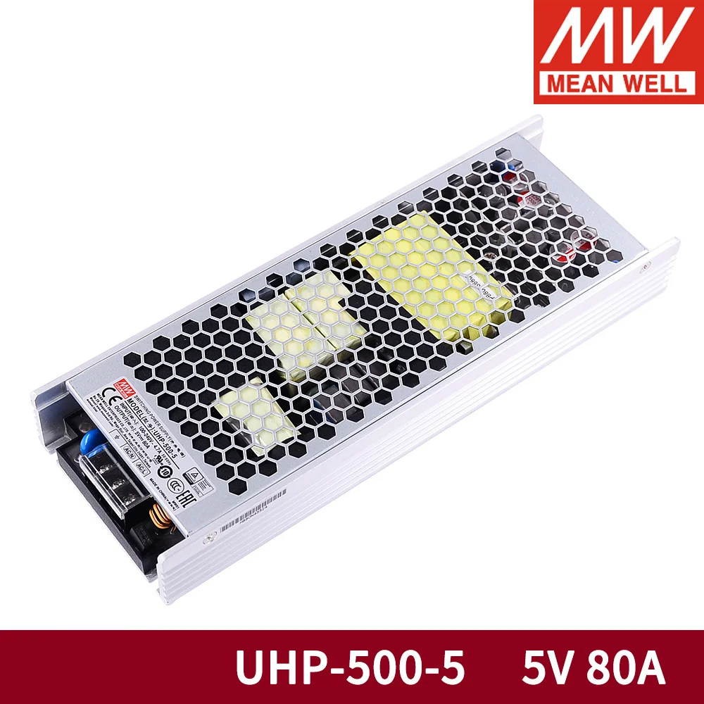

Тайваньская компания Mean Well UHP-500-5 5V 80A 400W одиночный выходной импульсный источник питания Meanwell Active PFC ультратонкий Светодиодный драйвер