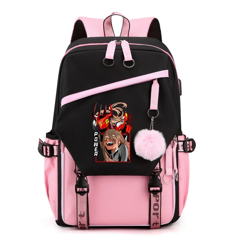 

Chainsaw Man Manga School Bags for Girls High Quality Backpacks Korean Cute Backpack Patchwork Travel Bags for Women Sac A Dos