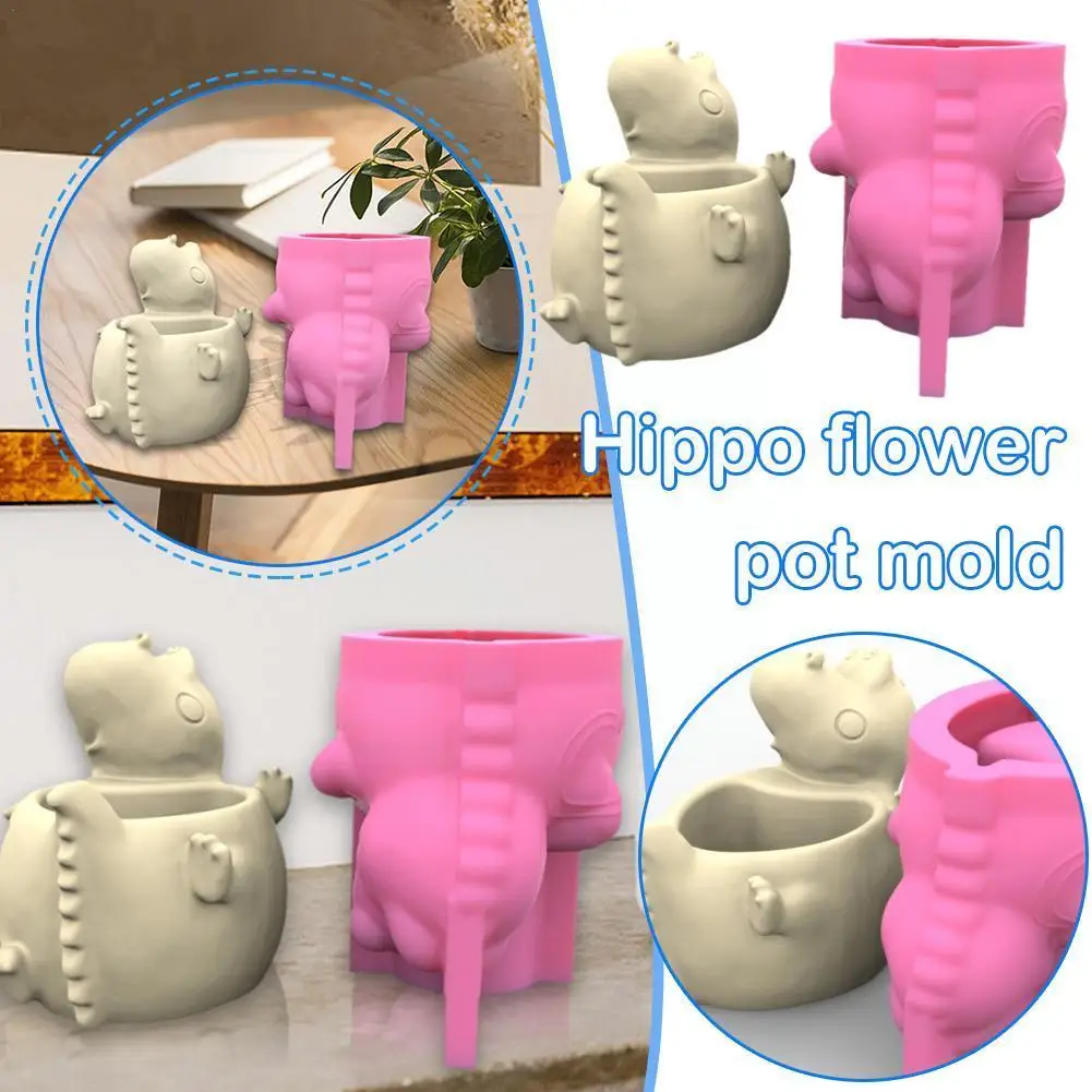 

Hippo Vase Silicone Mold Scented Stone Ornaments Homemade Pot Pen/Candle Ashtray Handicraft Holder Boxes Flower Decoration P4V6
