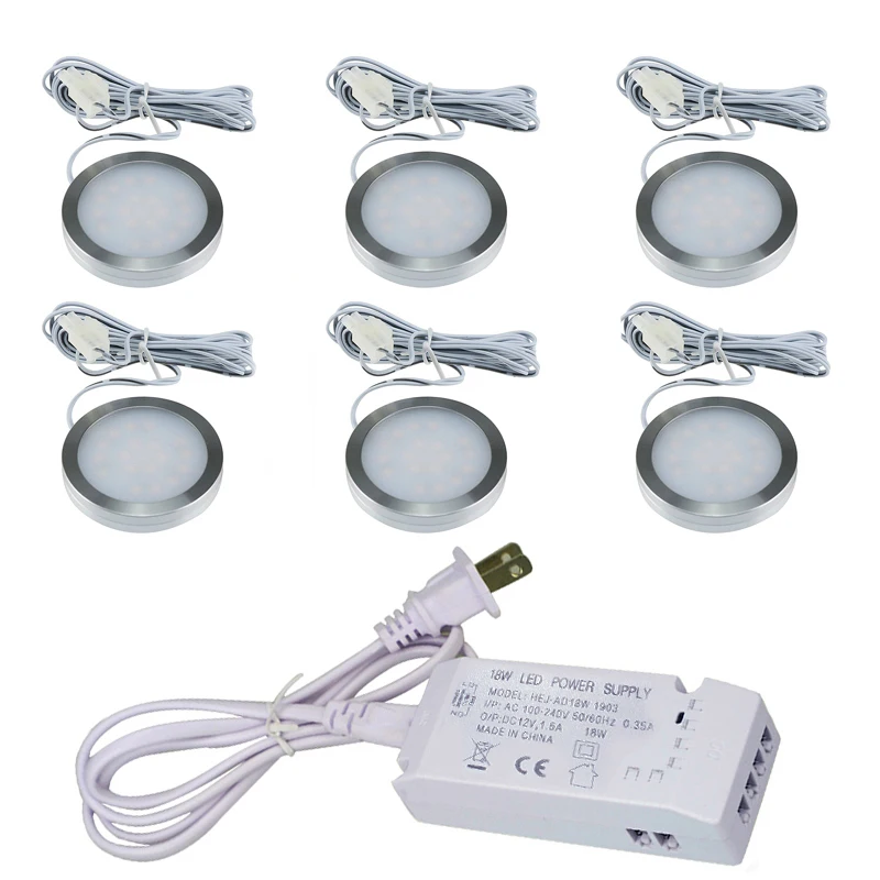 6pcs 2w led ceiling light under cabinet lamp with 12v eu us power adapter indoor kitchen wc bedroom cabinet wardrobe home decor free global shipping