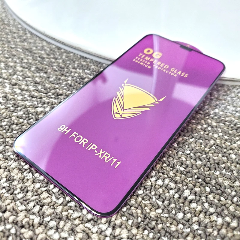 25PCS Golden Armor Tempered Glass for iPhone 14 13 12 Pro Xs Max Xs XR 7 8 Big Curved Edge Full Cover Full Glue Screen Protector