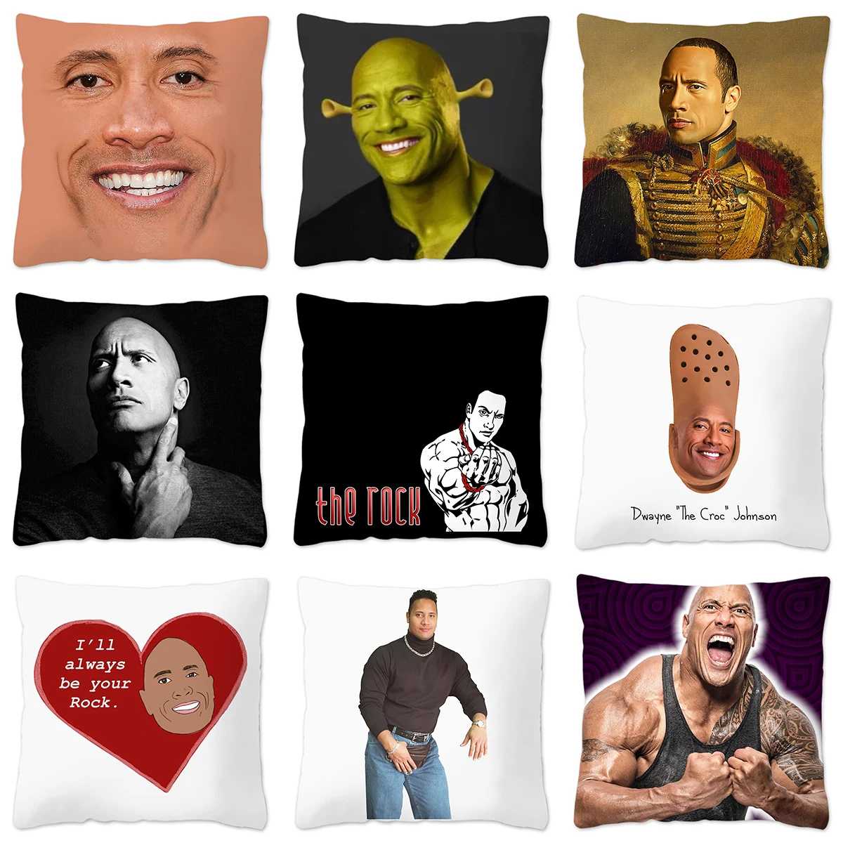 The Rock Face Pillow Case Home Decoration Polyester Cushion Cover for Sofa Livingroom Funny Meme Throw Pillow Cover images - 6