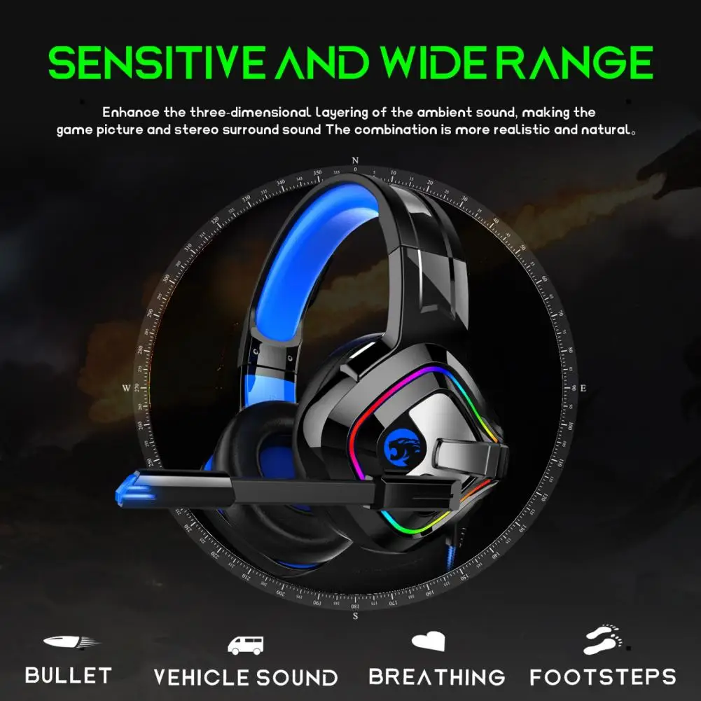 

A66 Wired Headphone High Fidelity Subwoofer RGB Breathing Light 3.5mm Noise Camcelling Headphone with Mircophone for Computer