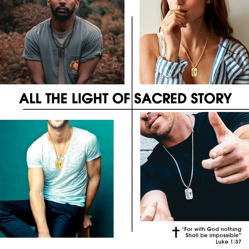 Христианский библейский стих кулон с крестом ожерелье из нержавеющей стали