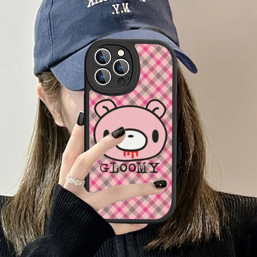 Cartoon G-gloomy Bear Phone Case Hard Leather For iPhone 16 15 14 13 12 Mini 11 Pro Max Xs X Xr 7 8 Plus Fundas