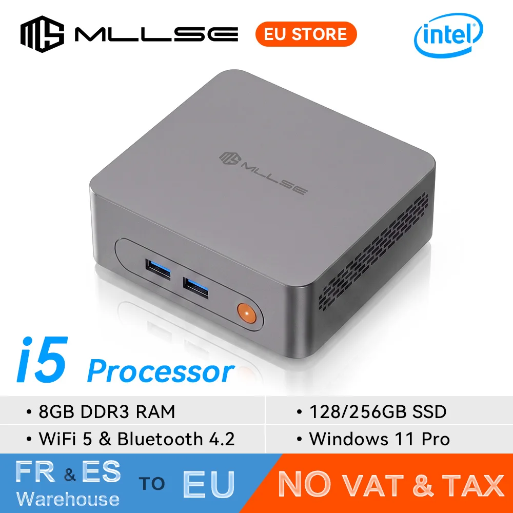 MLLSE M3 Pro Mini Pc Intel Core i5-4310U, DDR3 8GB Ram, 128GB SSD, Wi-Fi 5, BT 4.2, Windows 11 Mini Desktop Computer