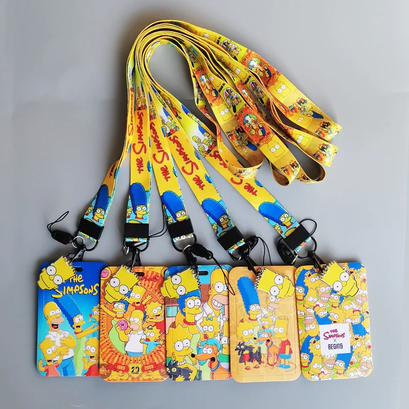 

Anime Simpson toys PVC Card Student Campus Card Hanging Neck bag Cartoon figure Card Holder Lanyard ID Card Toys