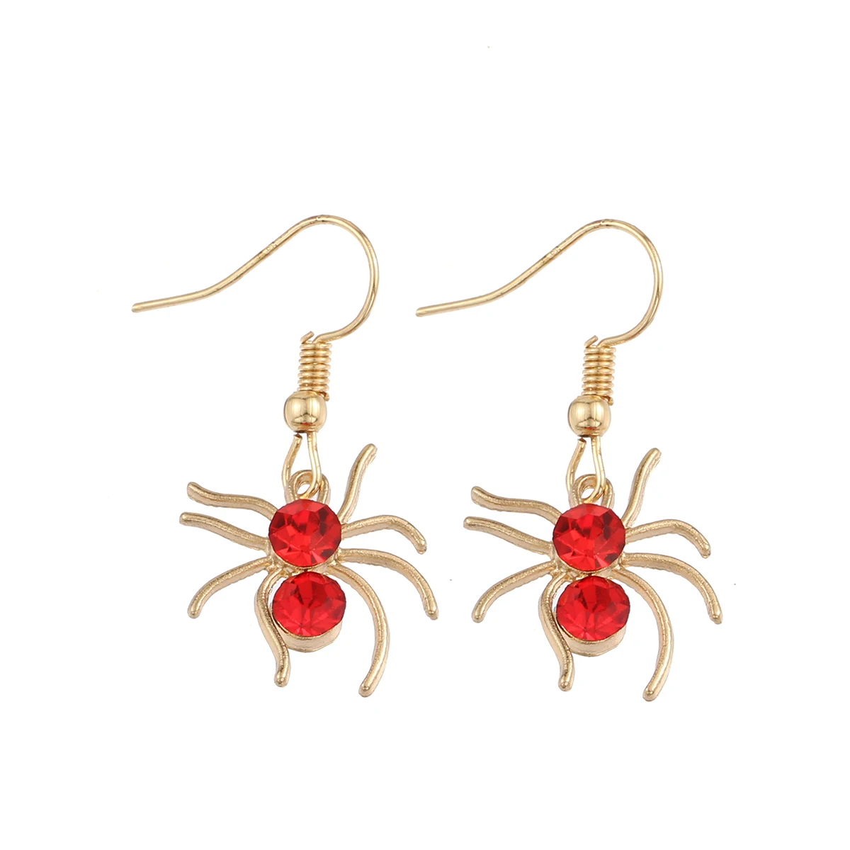 

CARTER LISA Unique Spider Design Red Crystal Dangle Earrings For Women Party Holiday Drop Earrings Ear Jewelry