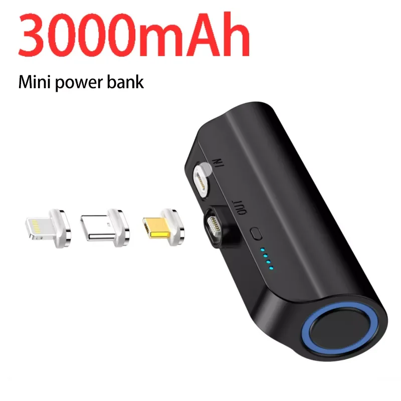 

2023New Mini Portable Power Bank Back Clip Battery for iPhone Samsung for Huawei Xiaomi Magnetic Charger 3000mAh Capsule PowerBa