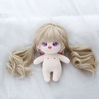 aicker synthetic wig blond cute long curly hair high temperature fiber with bangs for 20cm cotton doll fashion itbag accessory