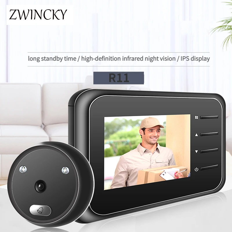 

ZWINCKY Video Peephole Doorbell Camera Video-eye Auto Record Electronic Ring Night View Digital Door Viewer Entry Home Security